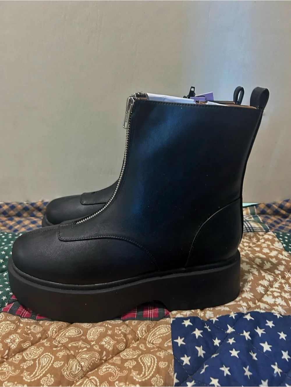 wild fable Black Chunky Platform Zip Ankle Boots